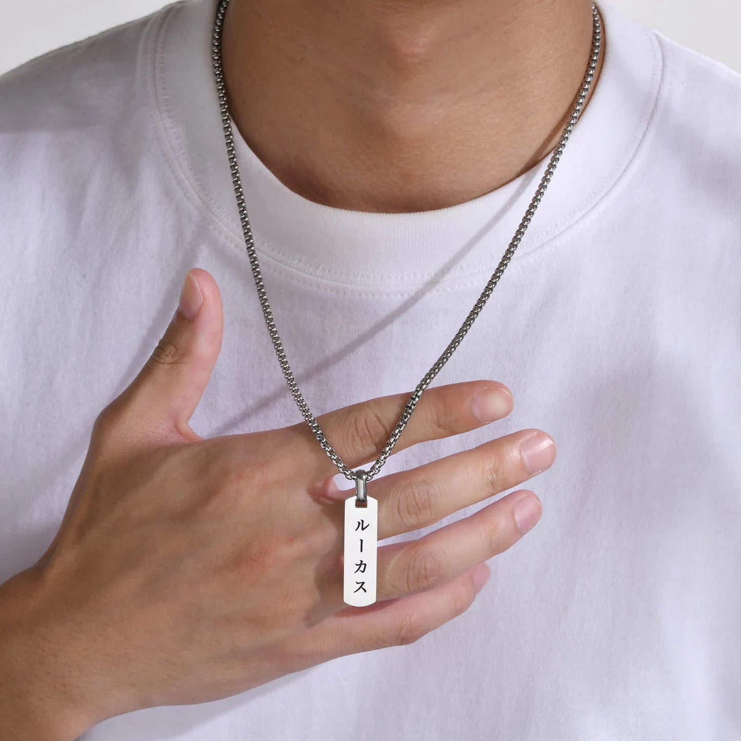 Engraved Japanese Necklace for Men