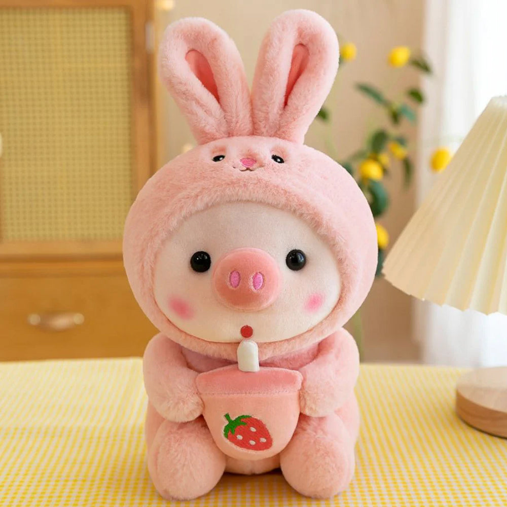 Kawaii Pig Bubble Tea Plush