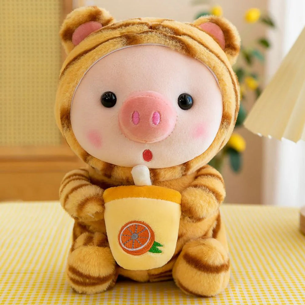Kawaii Pig Bubble Tea Plush