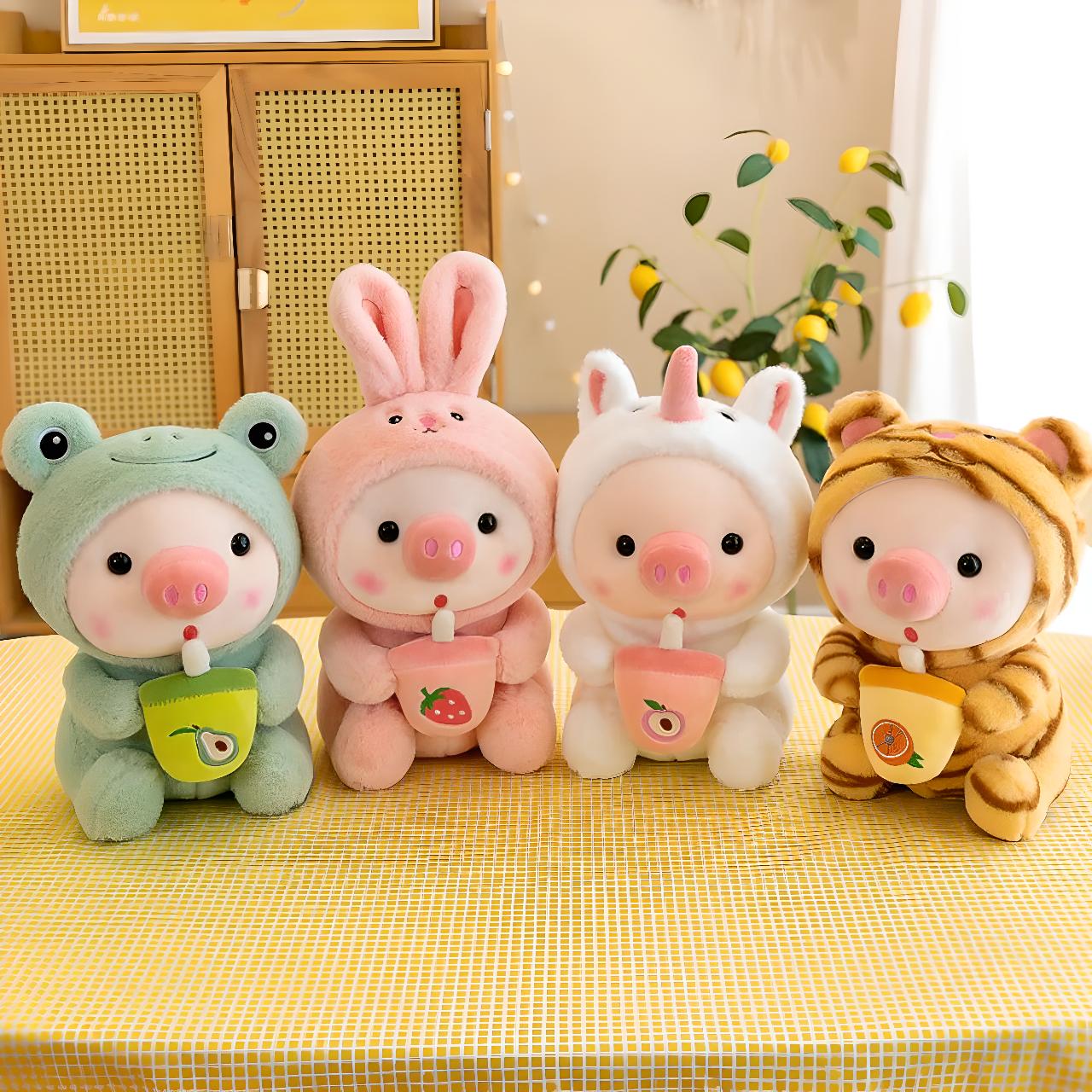 Kawaii Pig Bubble Tea Plush