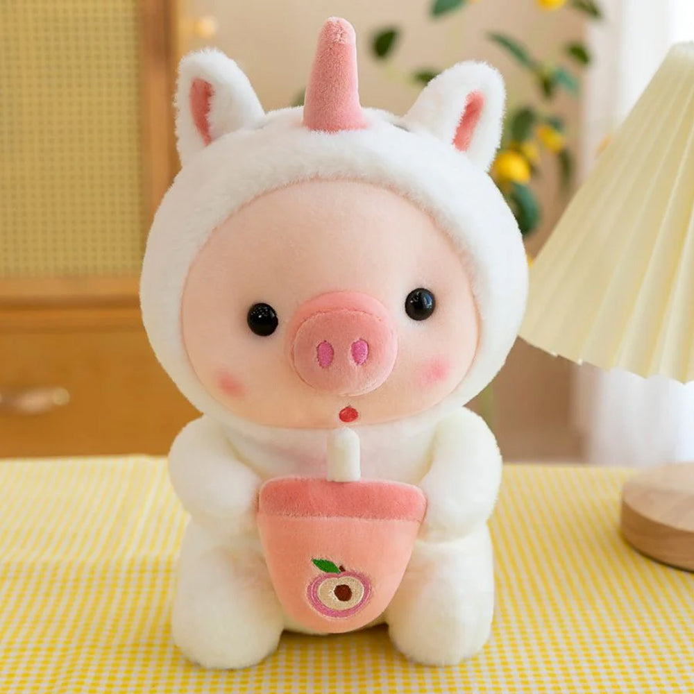 Kawaii Pig Bubble Tea Plush