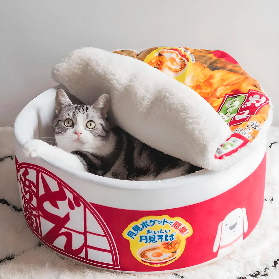 Japanese Noodle Bowl Cozy Cat Bed