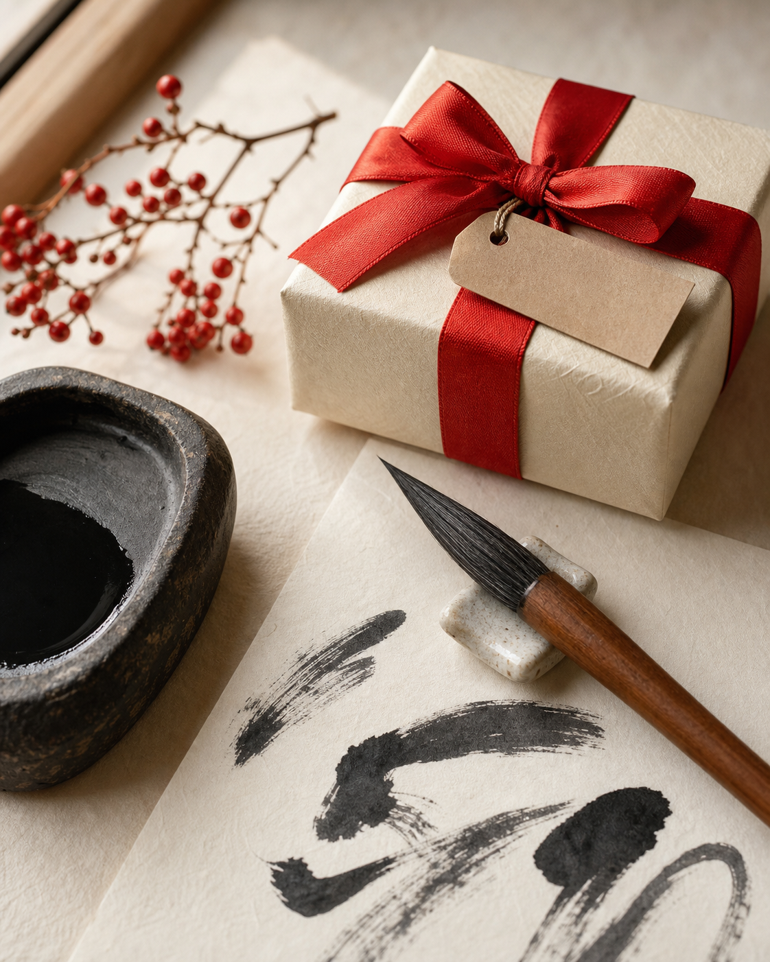 Japanese calligraphy brush and gift box ready to be personalised