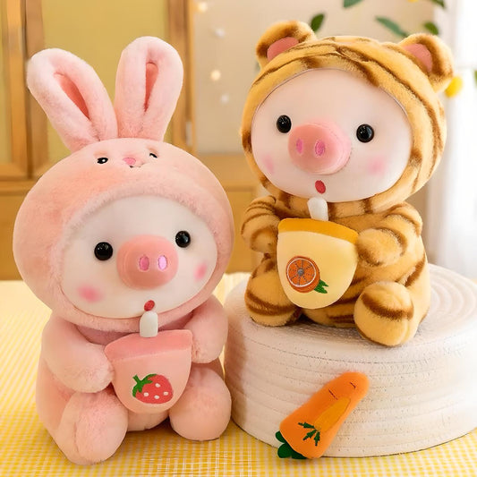 Kawaii Pig Bubble Tea Plush