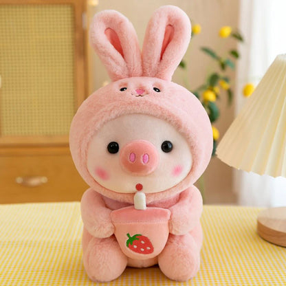 Kawaii Pig Bubble Tea Plush
